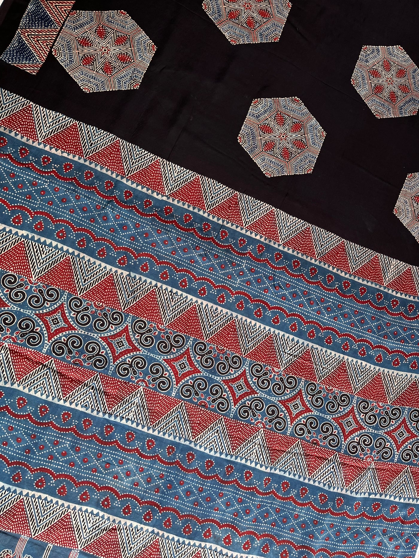 MOHANI: HAND BLOCK AJRAKH MODAL SILK SAREE