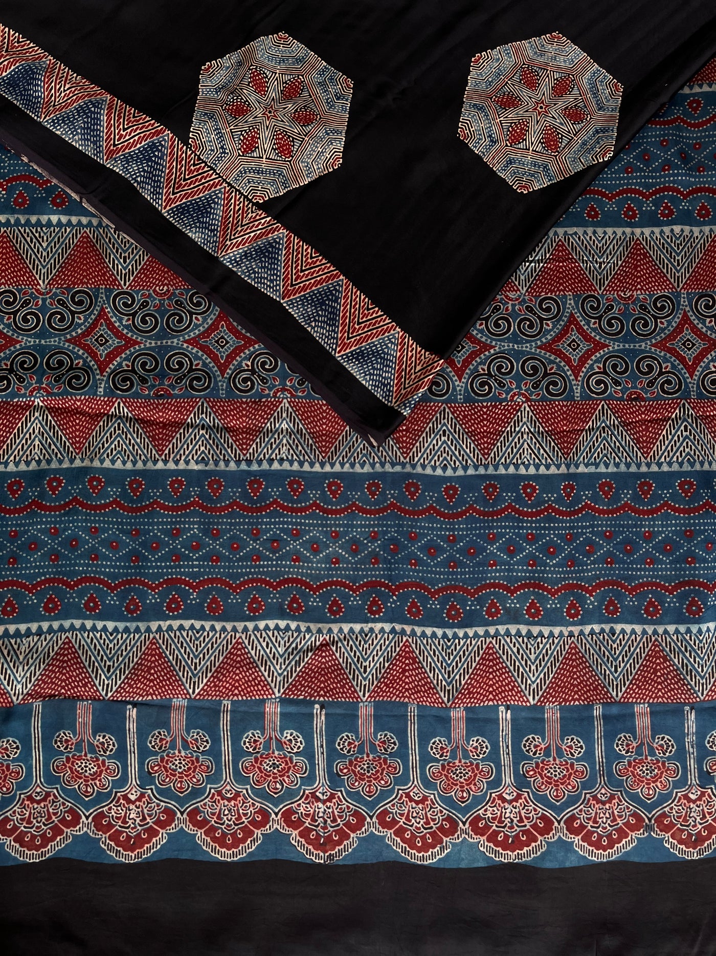 MOHANI: HAND BLOCK AJRAKH MODAL SILK SAREE