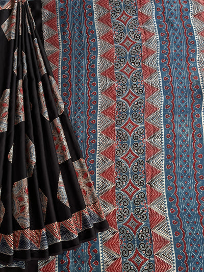 MOHANI: HAND BLOCK AJRAKH MODAL SILK SAREE