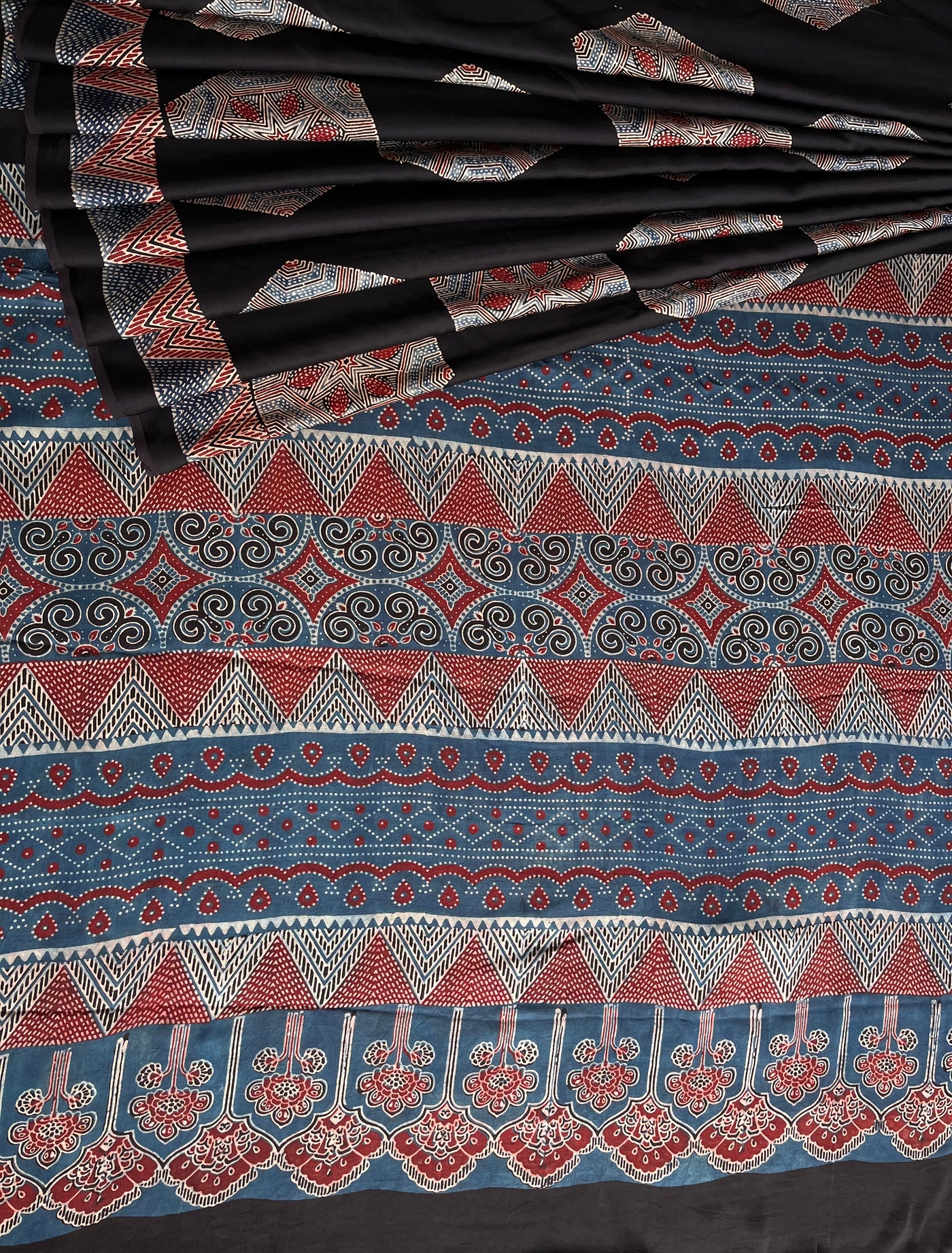 MOHANI: HAND BLOCK AJRAKH MODAL SILK SAREE