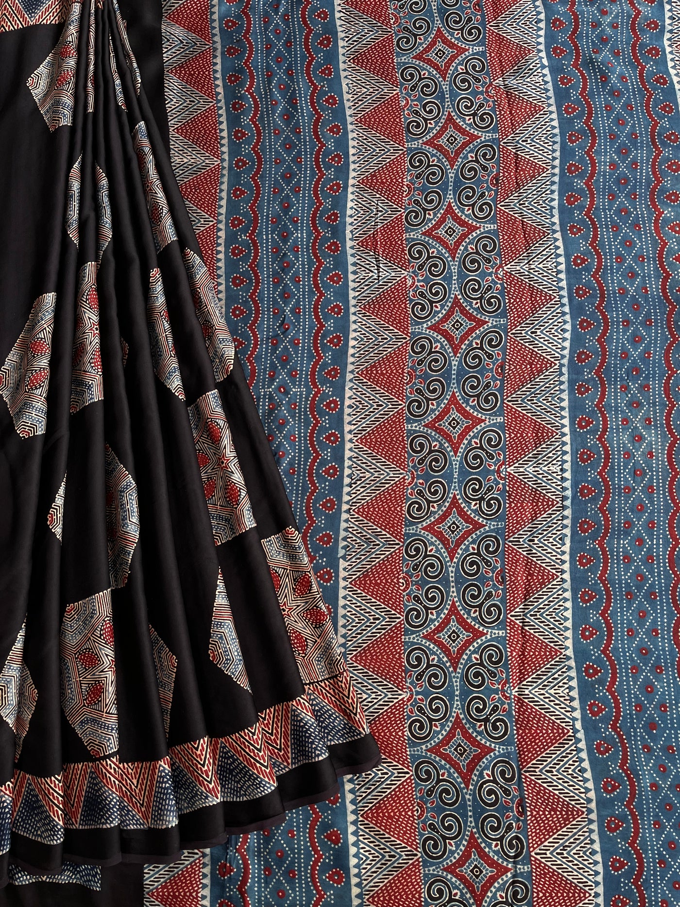 MOHANI: HAND BLOCK AJRAKH MODAL SILK SAREE