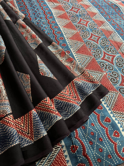 MOHANI: HAND BLOCK AJRAKH MODAL SILK SAREE
