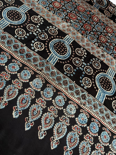 LEKHANI: HAND BLOCK AJRAKH MODAL SILK SAREE