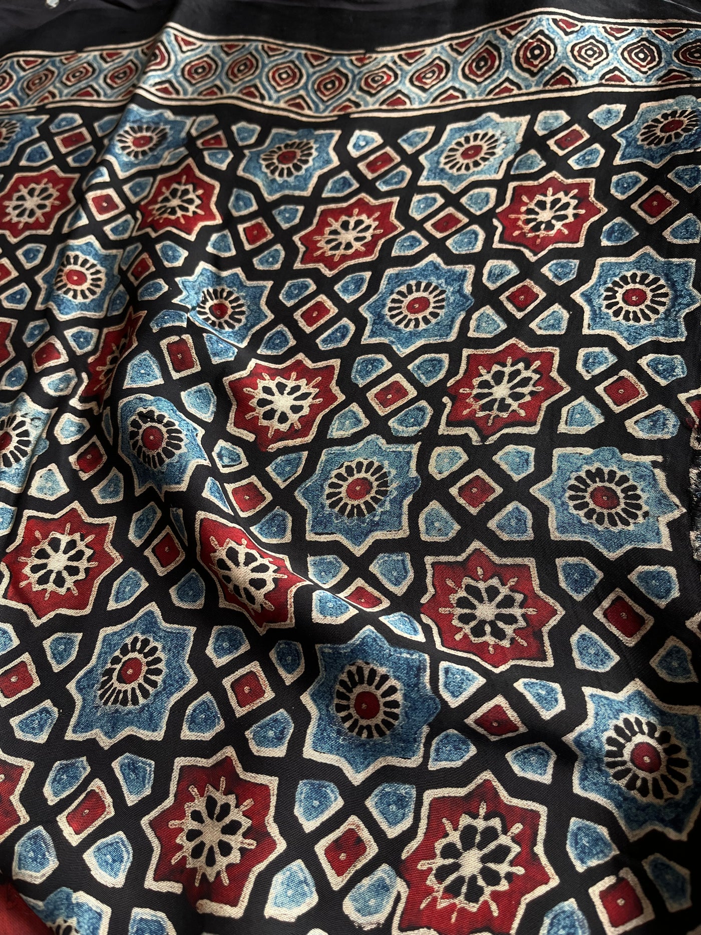 LEKHANI: HAND BLOCK AJRAKH MODAL SILK SAREE