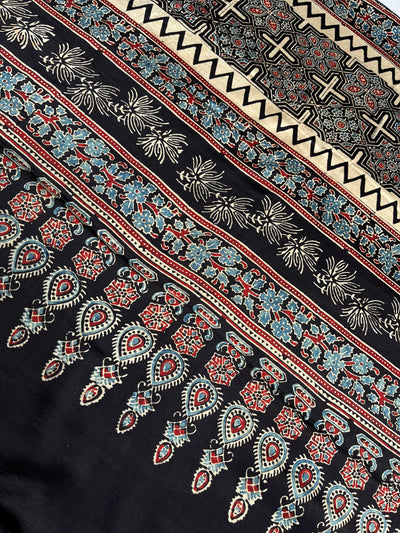 MASAKALI: HAND BLOCK AJRAKH MODAL SILK SAREE