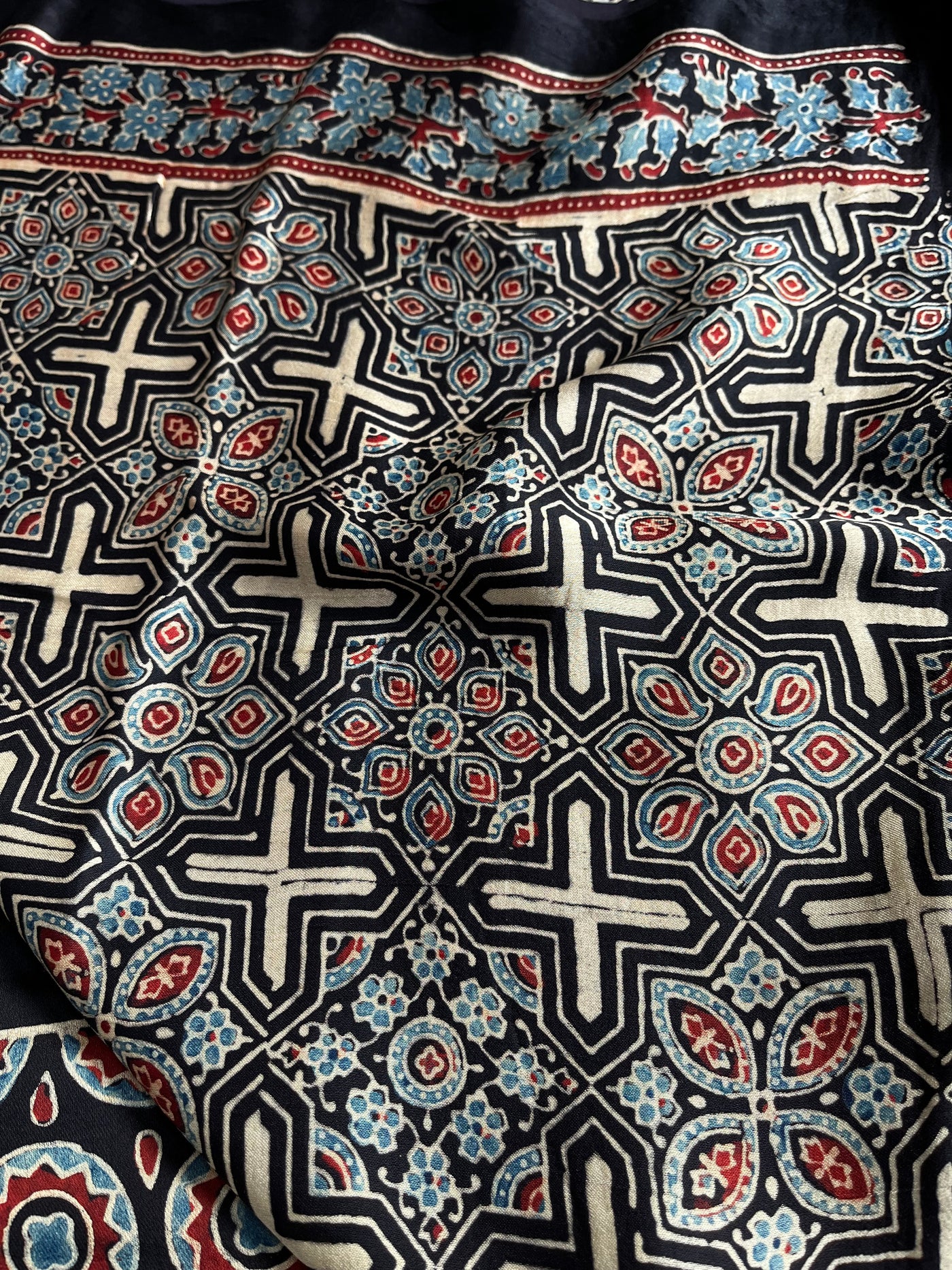MASAKALI: HAND BLOCK AJRAKH MODAL SILK SAREE
