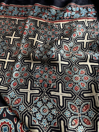 MASAKALI: HAND BLOCK AJRAKH MODAL SILK SAREE