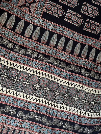MASAKALI: HAND BLOCK AJRAKH MODAL SILK SAREE