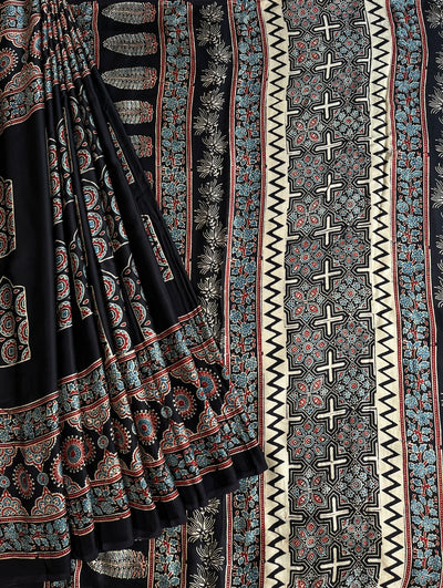 MASAKALI: HAND BLOCK AJRAKH MODAL SILK SAREE