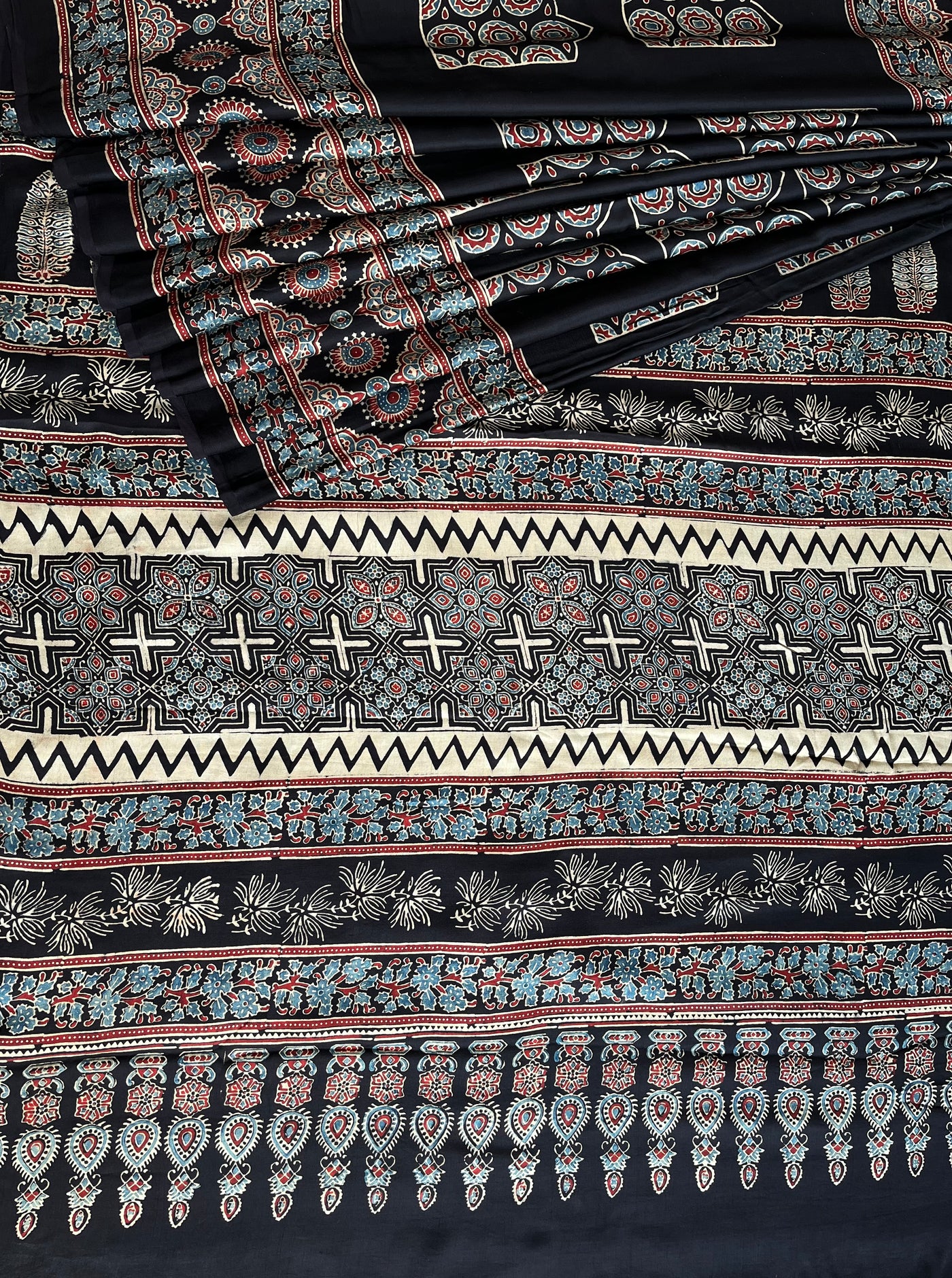 MASAKALI: HAND BLOCK AJRAKH MODAL SILK SAREE