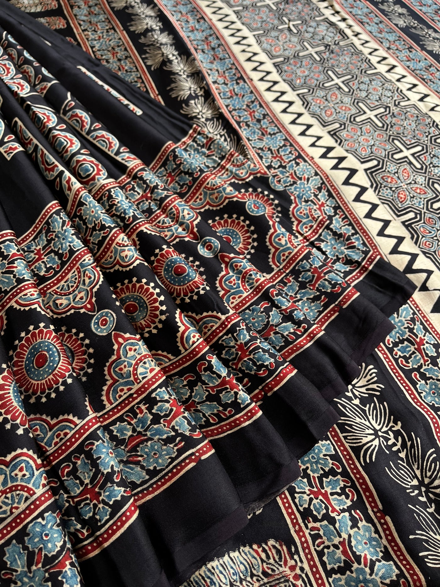MASAKALI: HAND BLOCK AJRAKH MODAL SILK SAREE