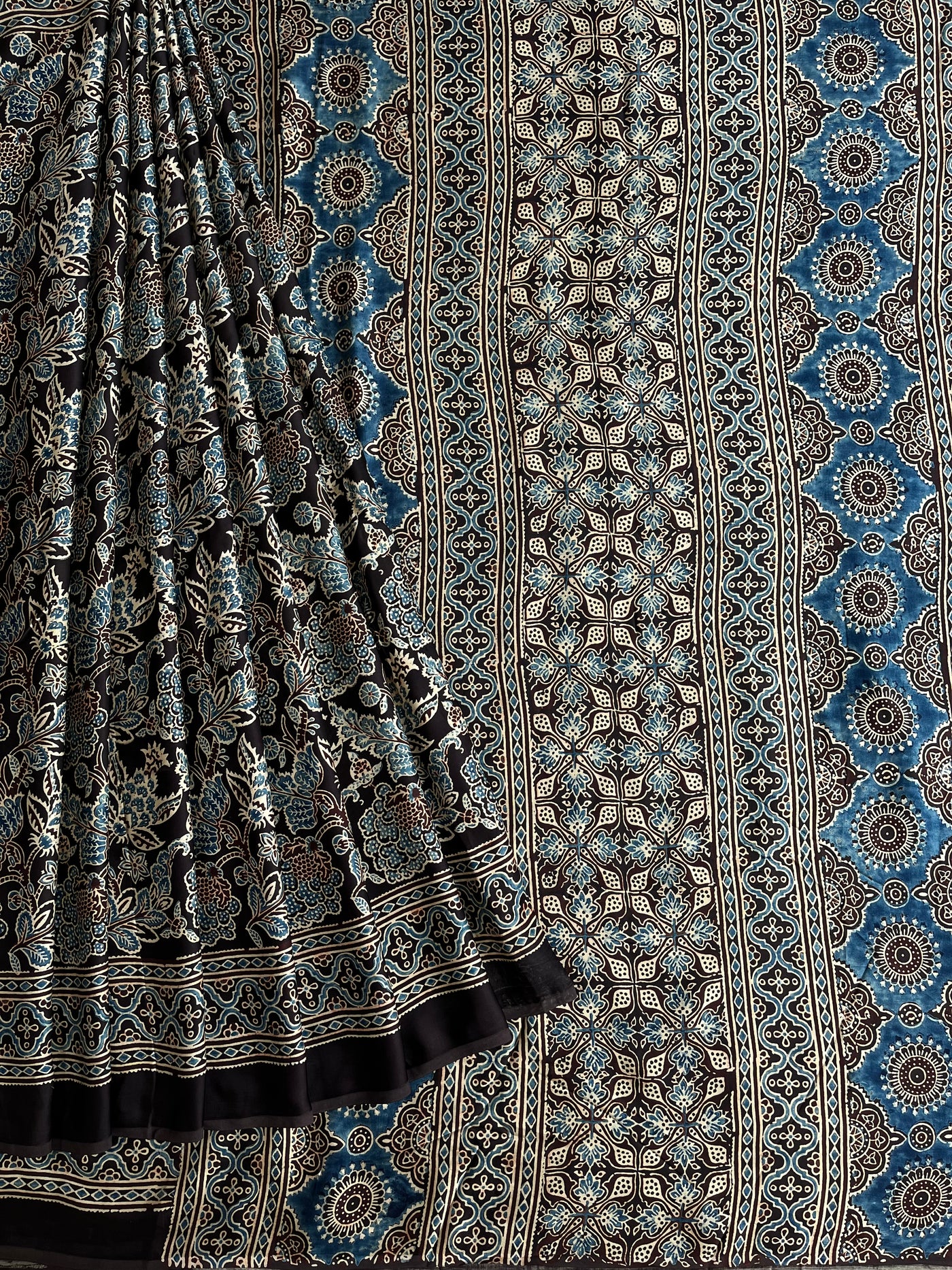 NANDINI: HAND BLOCK AJRAKH MODAL SILK SAREE
