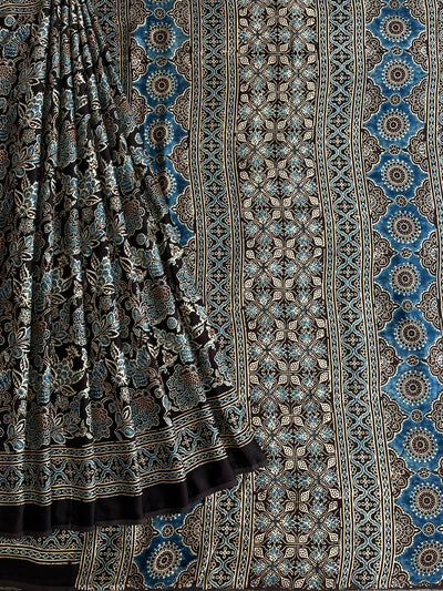 NANDINI: HAND BLOCK AJRAKH MODAL SILK SAREE