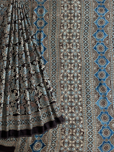 NANDINI: HAND BLOCK AJRAKH MODAL SILK SAREE