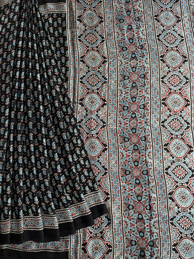 DAMINI: HAND BLOCK AJRAKH MODAL SILK SAREE