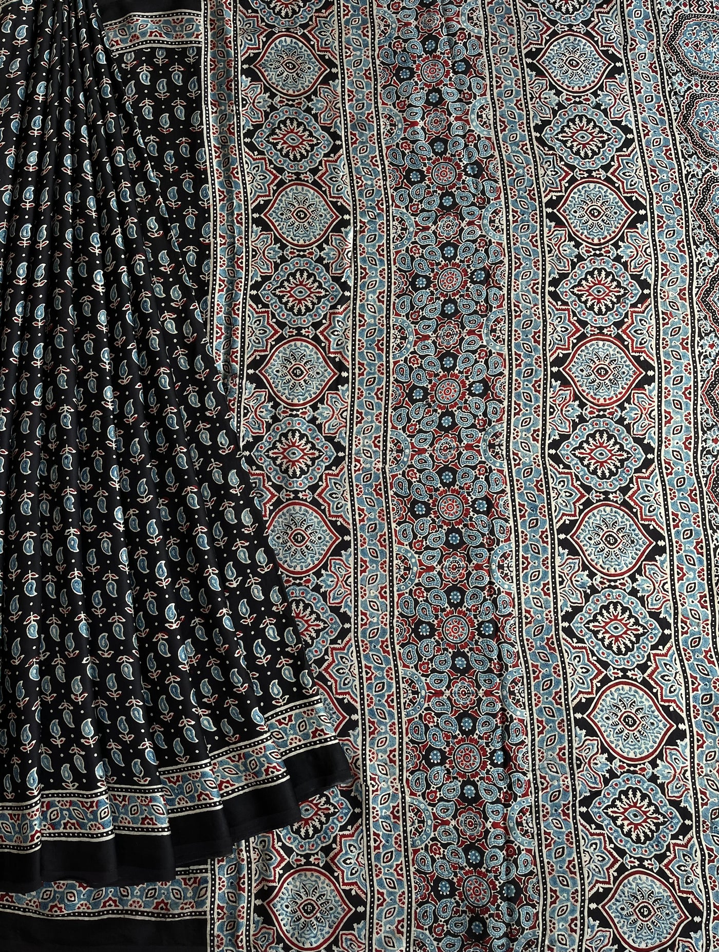 DAMINI: HAND BLOCK AJRAKH MODAL SILK SAREE