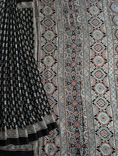 DAMINI: HAND BLOCK AJRAKH MODAL SILK SAREE