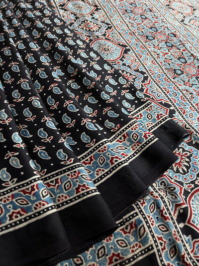 DAMINI: HAND BLOCK AJRAKH MODAL SILK SAREE