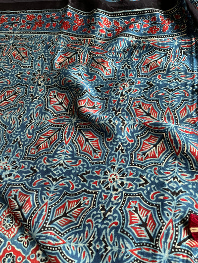 ANJALI: HAND BLOCK AJRAKH MODAL SILK SAREE