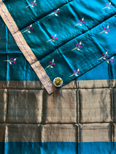 RAJSHREE: HANDLOOM PURE SILK CHANDERI SAREE WITH EK NALIYA BOOTA