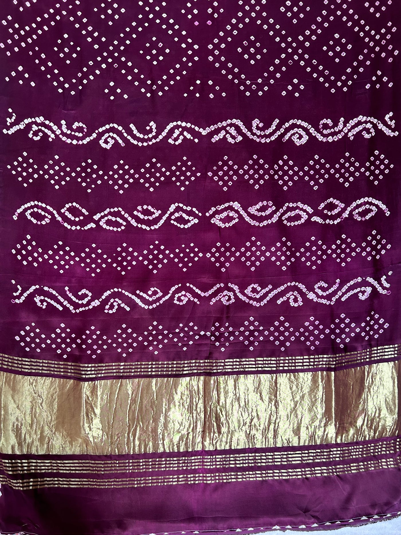 PAVNI: HANDMADE BANDHANI MODAL SILK SAREE WITH TISSUE PALLU