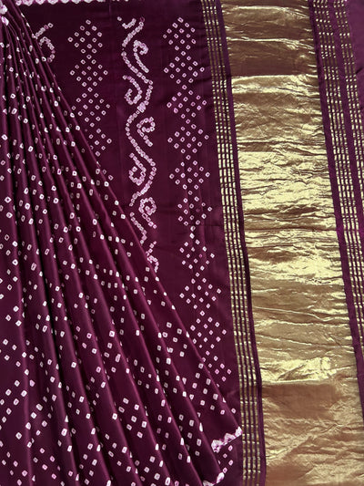 PAVNI: HANDMADE BANDHANI MODAL SILK SAREE WITH TISSUE PALLU