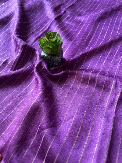 KUMUDINI:ROYAL PURPLE,HANDLOOM PURE TUSSAR STAPLE SAREE WITH GHICHA PALLU.