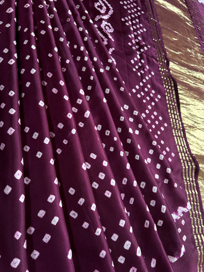 PAVNI: HANDMADE BANDHANI MODAL SILK SAREE WITH TISSUE PALLU