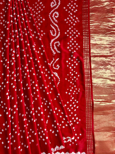 ARUNA: bandhani saree with tissue palla