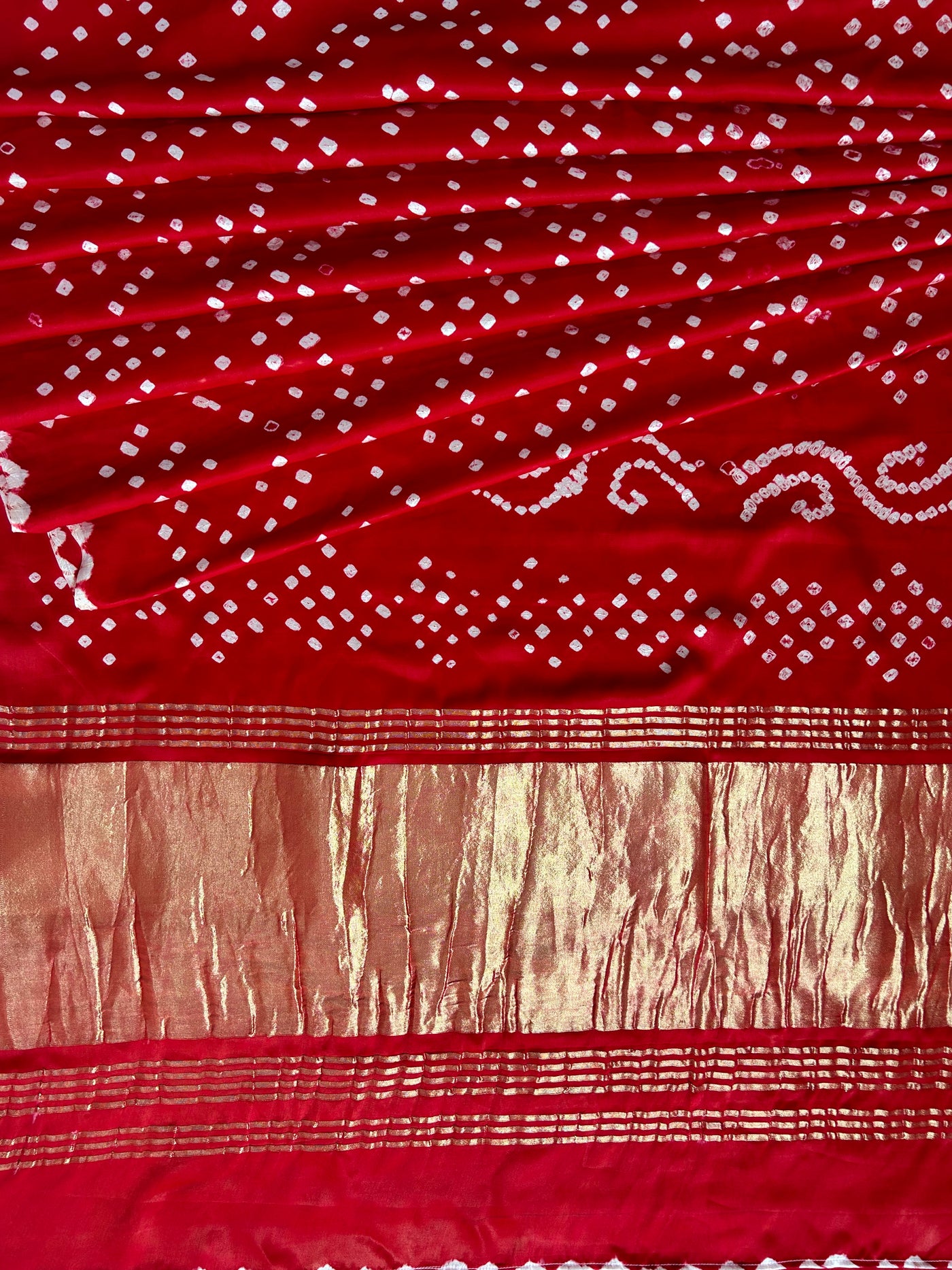 ARUNA: bandhani saree with tissue palla