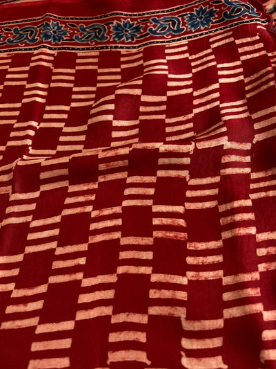 NIKETA: HAND BLOCK AJRAKH MODAL SILK SAREE