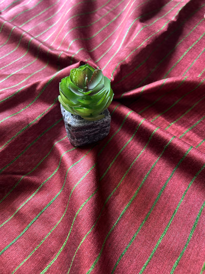 GULNAAR: MAROON,HANDLOOM PURE TUSSAR STAPLE SAREE WITH GHICHA PALLU.