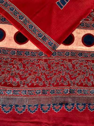 NIKETA: HAND BLOCK AJRAKH MODAL SILK SAREE