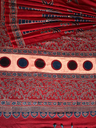 NIKETA: HAND BLOCK AJRAKH MODAL SILK SAREE