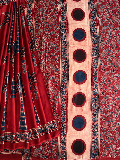 NIKETA: HAND BLOCK AJRAKH MODAL SILK SAREE