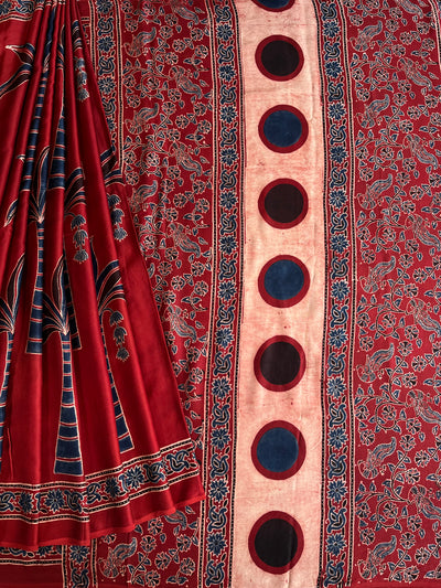 NIKETA: HAND BLOCK AJRAKH MODAL SILK SAREE