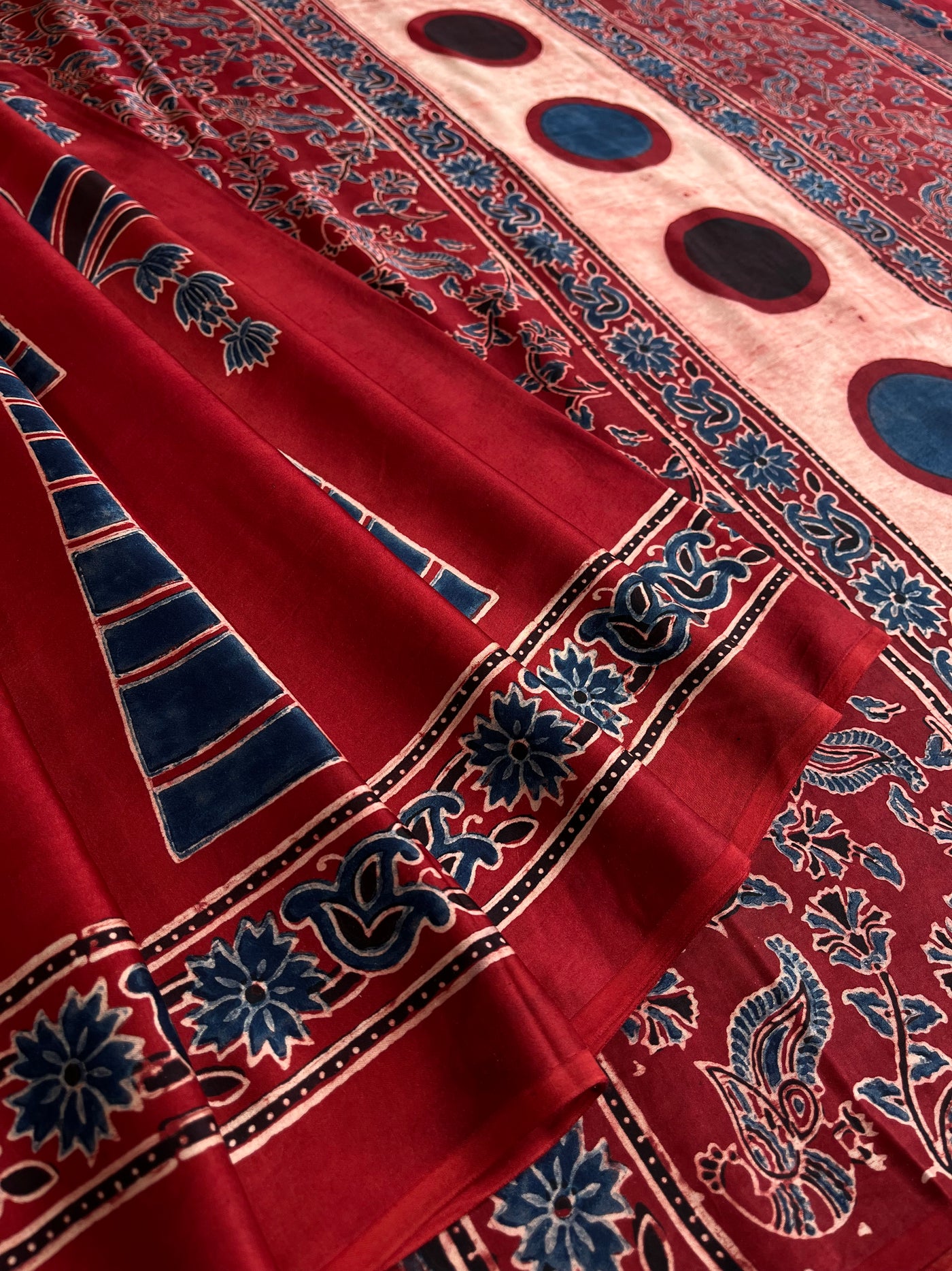NIKETA: HAND BLOCK AJRAKH MODAL SILK SAREE