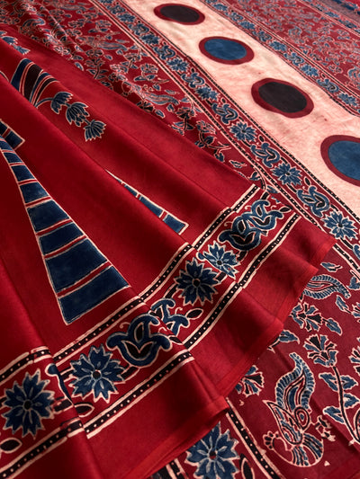 NIKETA: HAND BLOCK AJRAKH MODAL SILK SAREE