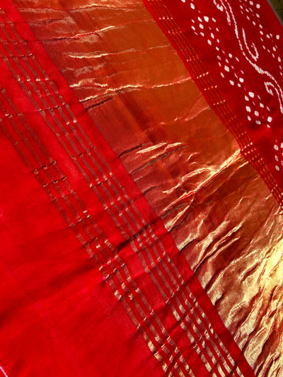 ARUNA: bandhani saree with tissue palla