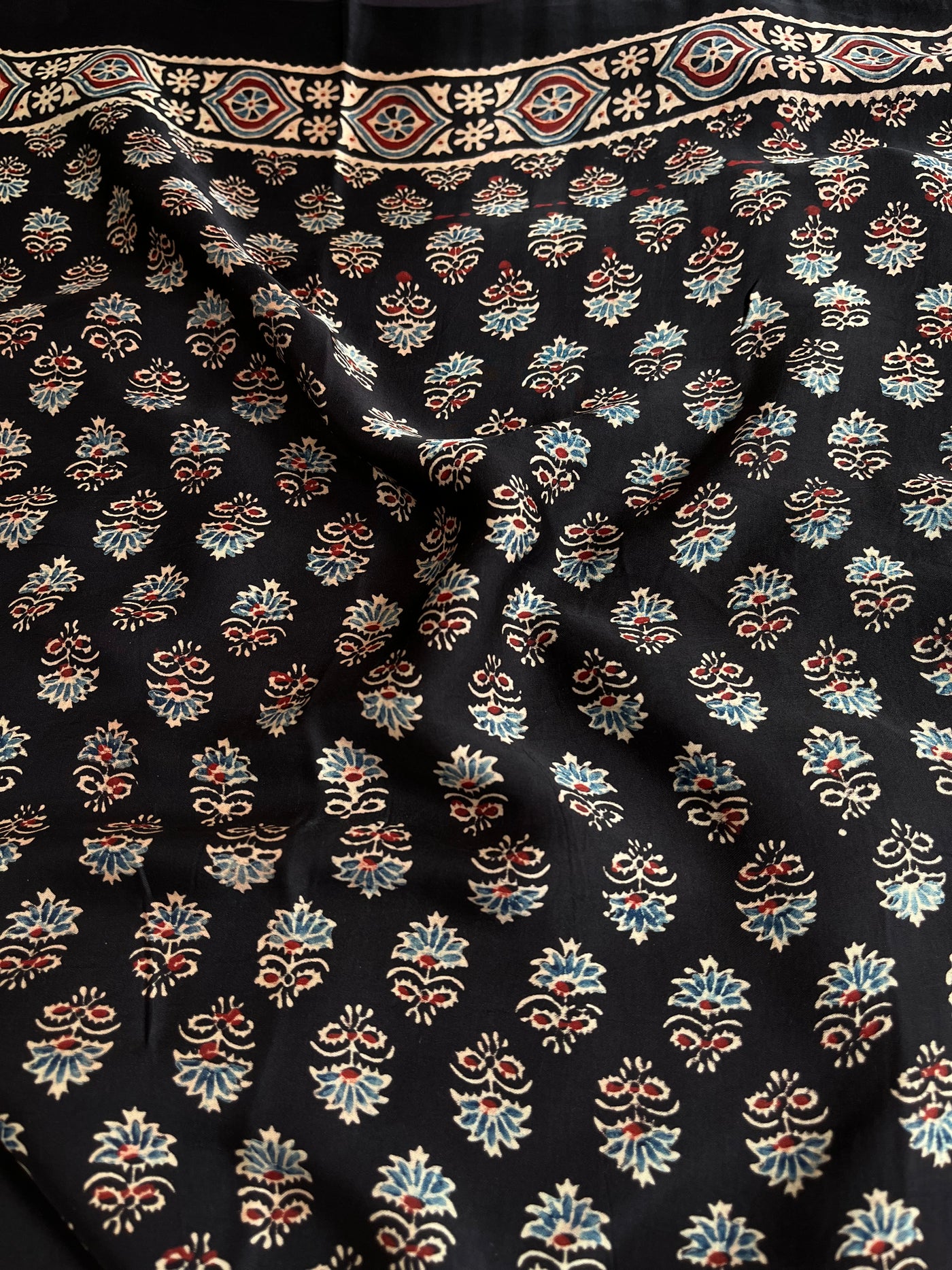 KAVYA: HAND BLOCK AJRAKH MODAL SILK SAREE