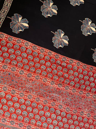 KAVYA: HAND BLOCK AJRAKH MODAL SILK SAREE