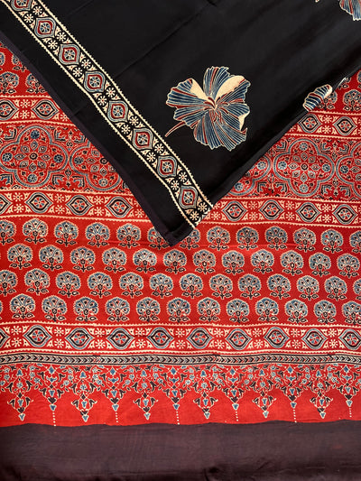 KAVYA: HAND BLOCK AJRAKH MODAL SILK SAREE