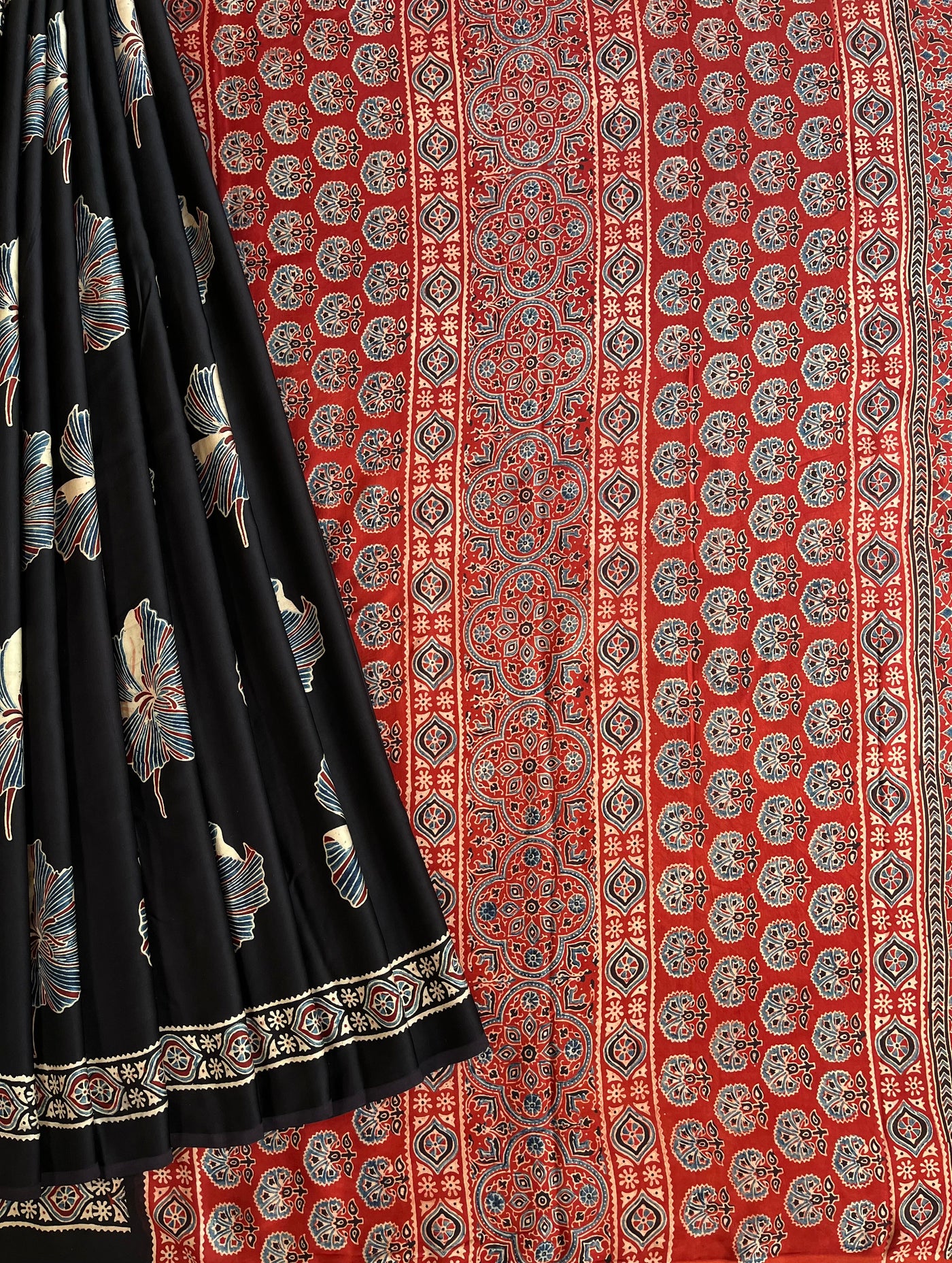 KAVYA: HAND BLOCK AJRAKH MODAL SILK SAREE