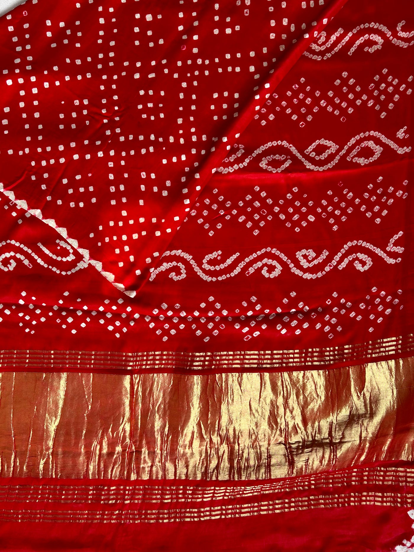 ARUNA: bandhani saree with tissue palla