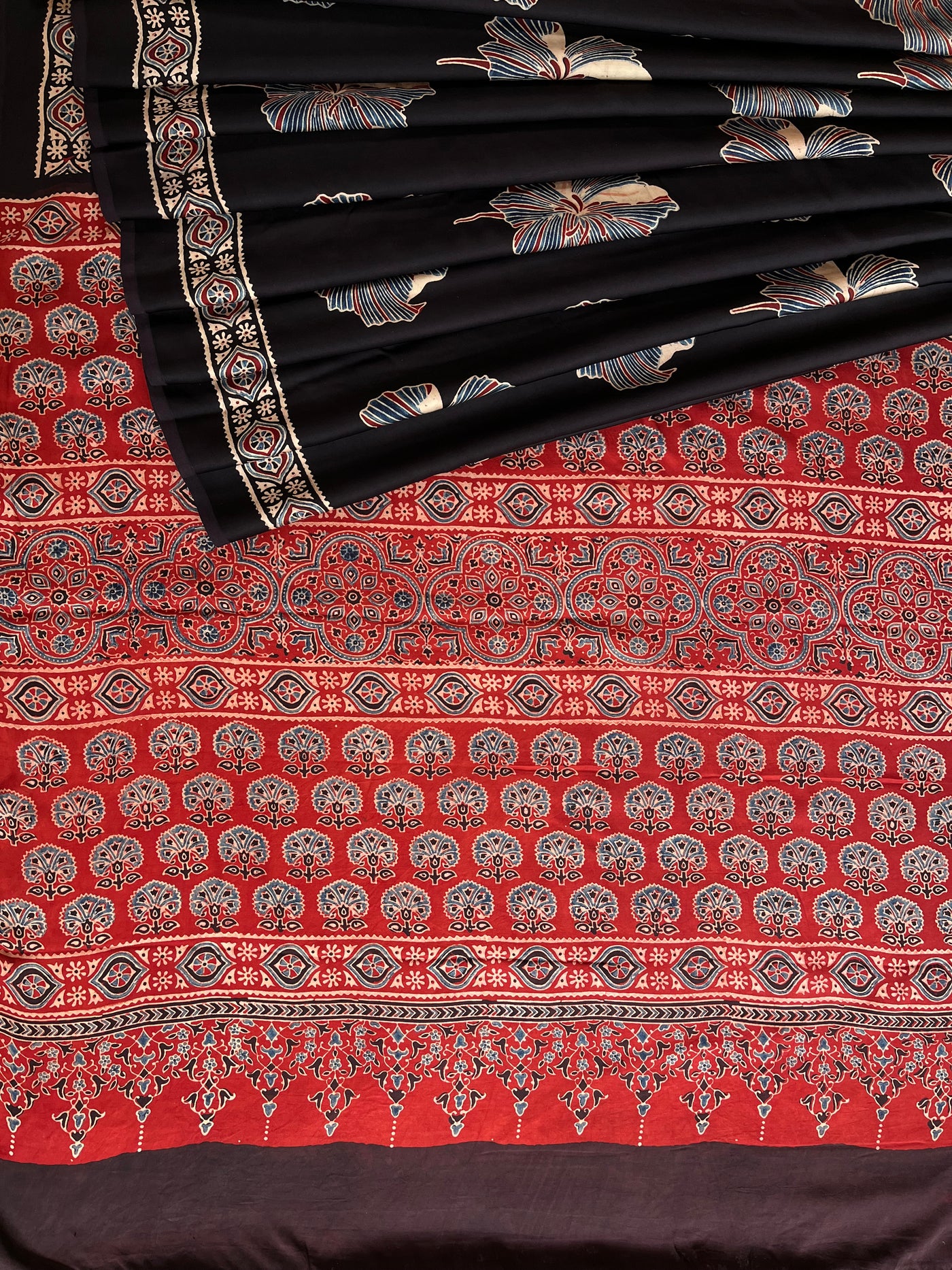 KAVYA: HAND BLOCK AJRAKH MODAL SILK SAREE