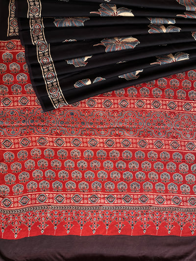 KAVYA: HAND BLOCK AJRAKH MODAL SILK SAREE