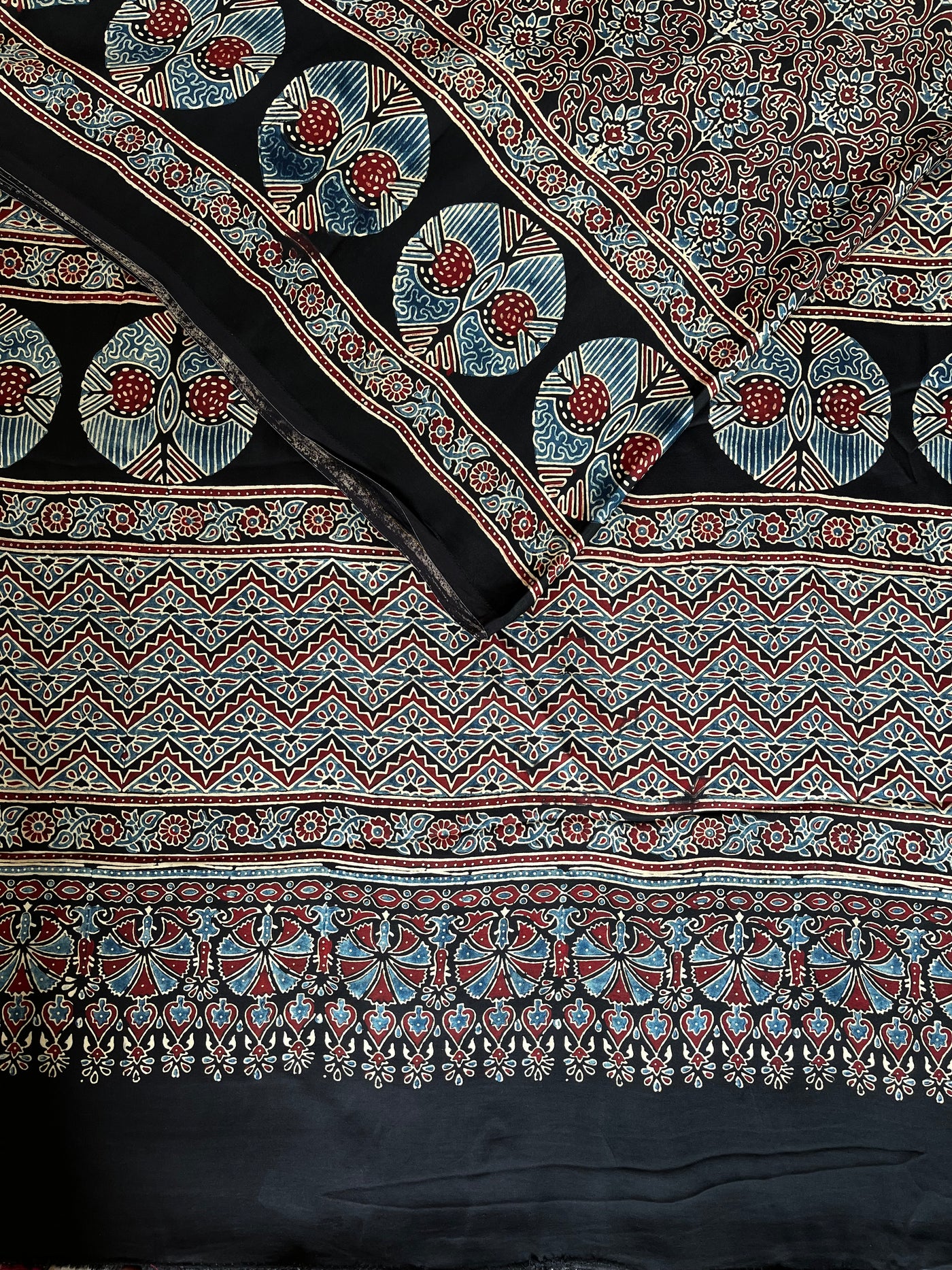 JANKI: HAND BLOCK AJRAKH MODAL SILK SAREE