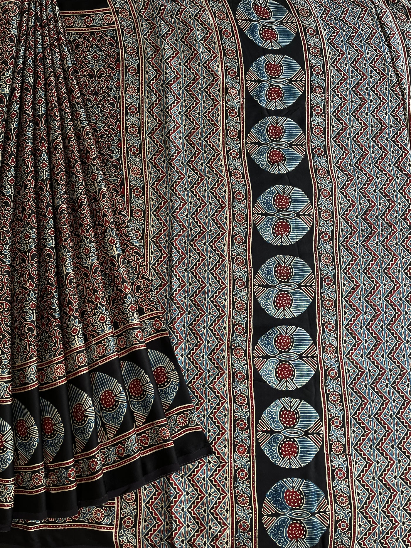JANKI: HAND BLOCK AJRAKH MODAL SILK SAREE