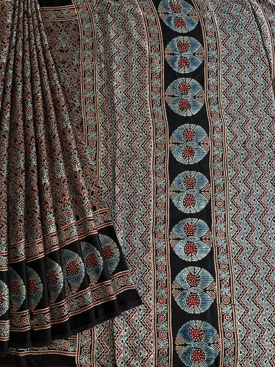 JANKI: HAND BLOCK AJRAKH MODAL SILK SAREE