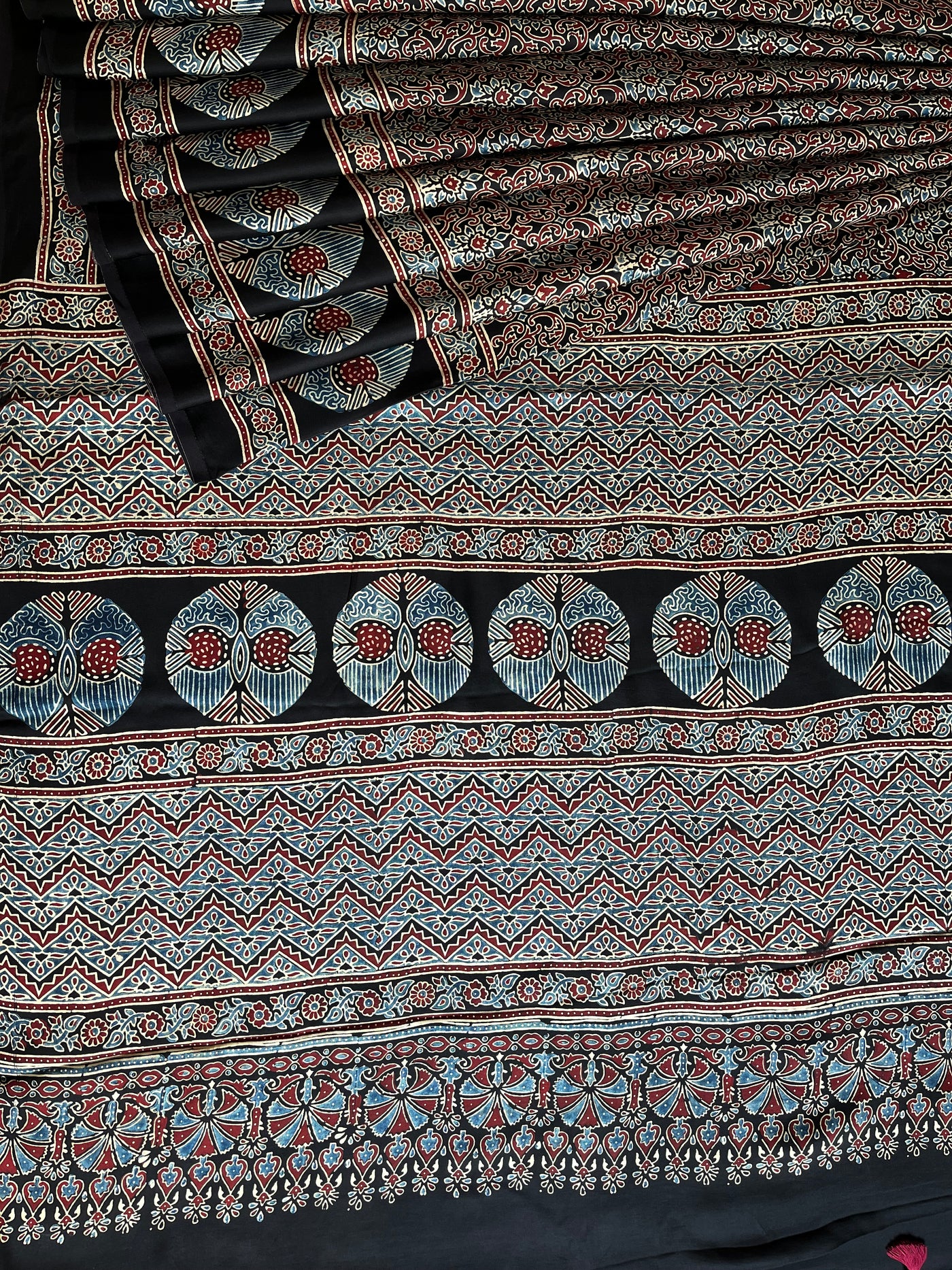 JANKI: HAND BLOCK AJRAKH MODAL SILK SAREE